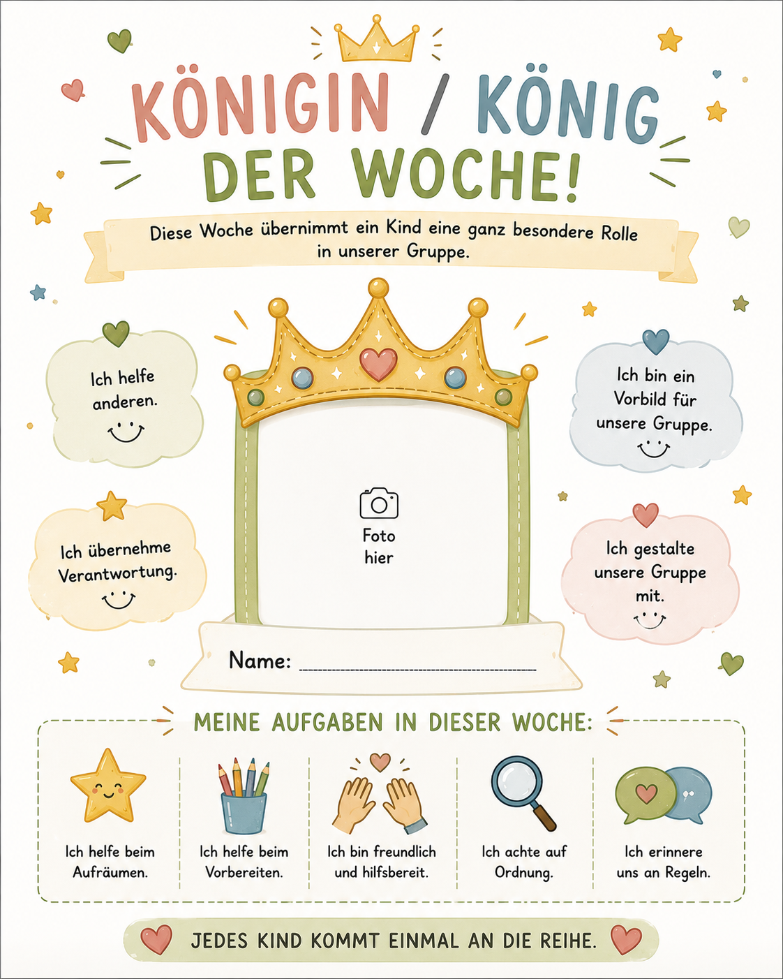 Poster „Königin / König der Woche“
